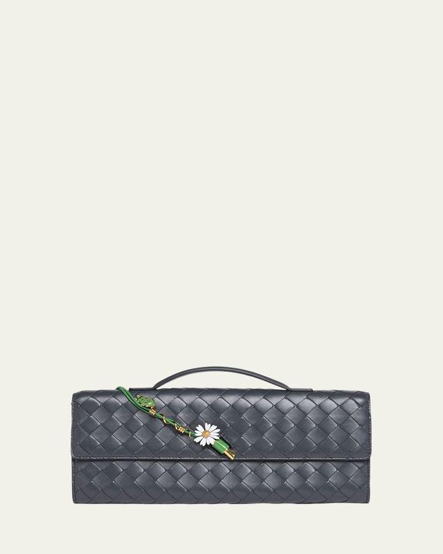 Andiamo Flower-Embellished Leather Clutch Bag