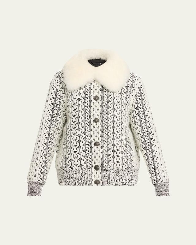Beille Bomber Jacket with Detachable Shearling Collar