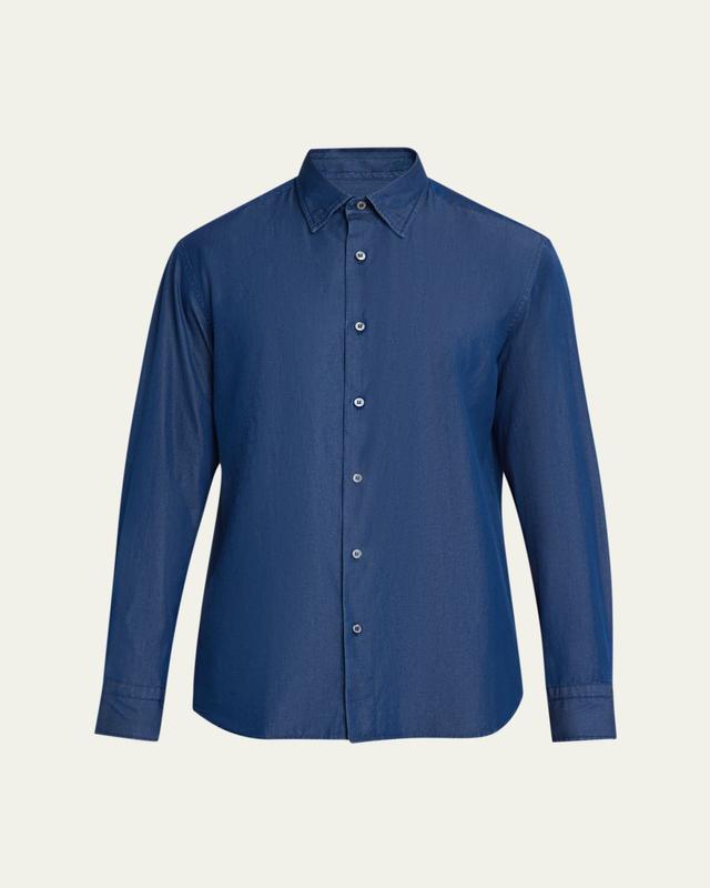 Brioni Men's Cotton Denim Casual Button-Down Shirt
