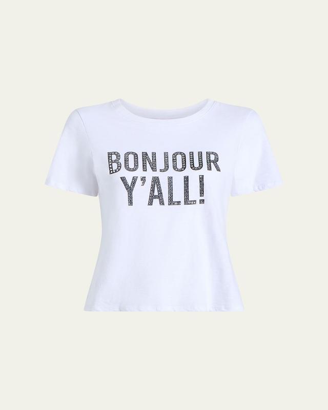 Cinq a Sept Bonjour Y'all Embellished Shrunken Tee