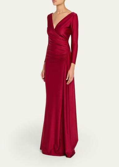 Chiara Boni La Petite Robe Koly Draped Surplice Jersey Gown | Thumbnail 4