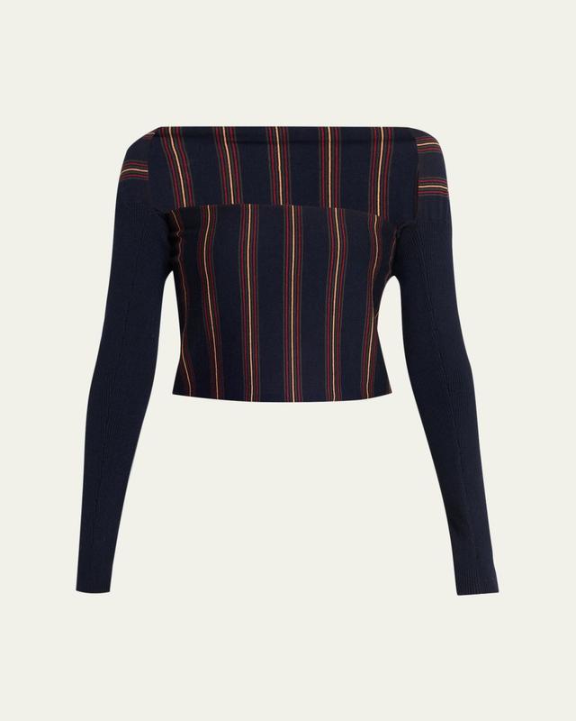 Tiba Striped Long-Sleeve Crop Top
