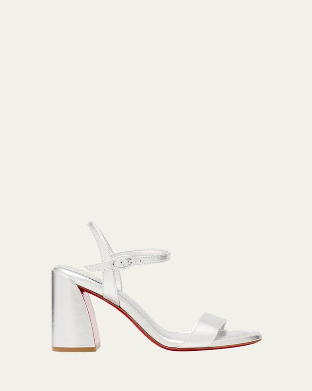 85mm Miss Jane Metallic Leather Ankle-Strap Sandals