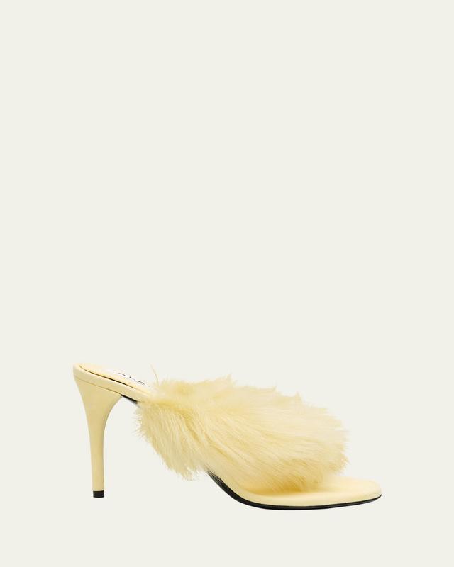 90mm Shearling and Leather Thong Sandals