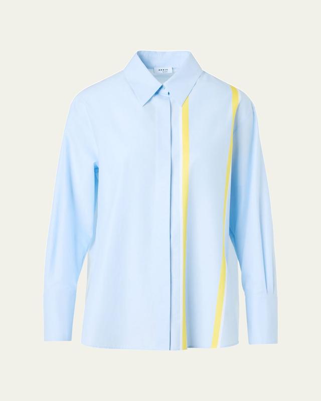 Akris punto Striped Chambre Button-Down Tunic Blouse