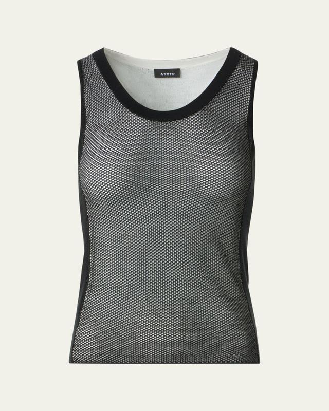 Two-Tone Grid Knit Tank Top