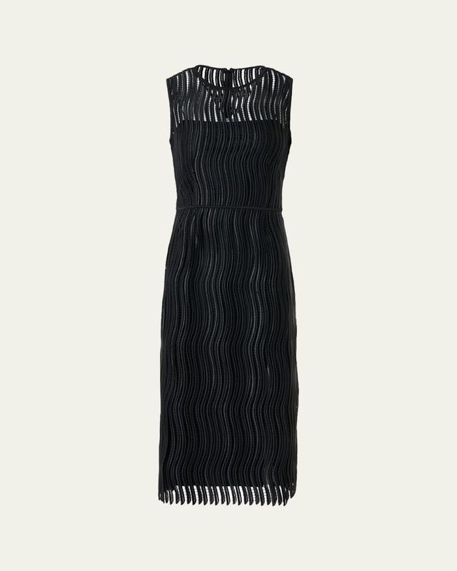 Techno Wave Guipure Sheath Midi Dress