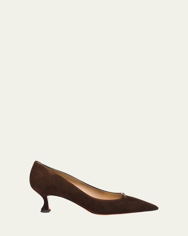 55mm Sabine Suede Buckle Pumps