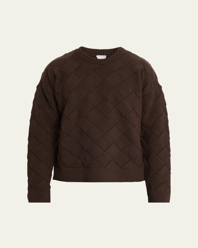 Men's Intrecciato Wool Knit Crewneck Sweater