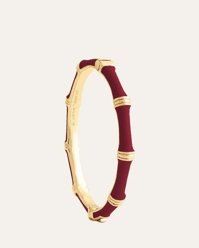 Bamboo Enameled Hinged Bangle, Dark Red
