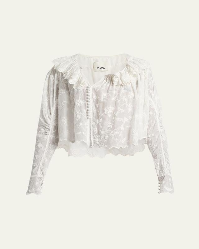 Zelly Embroidered Button-Front Blouse