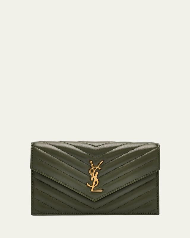 Small YSL Wallet on Chain in Grain Leather
