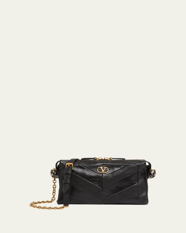 Small Chevron Patchwork Leather Shoulder Bag