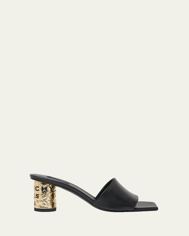 65mm Logo Heel Leather Mule Sandals