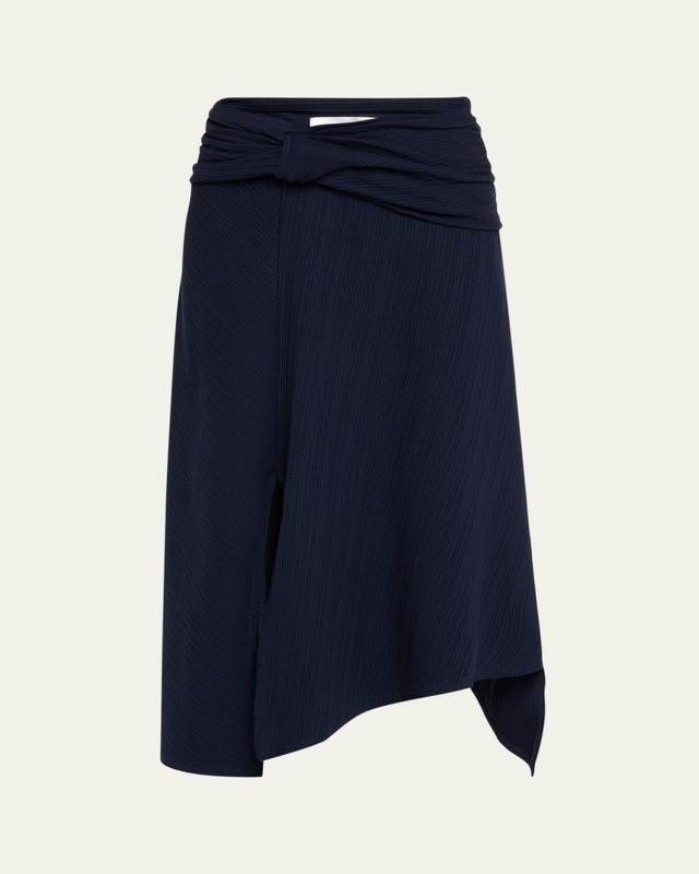 Twisted Cotton Plisse Midi Handkerchief Skirt