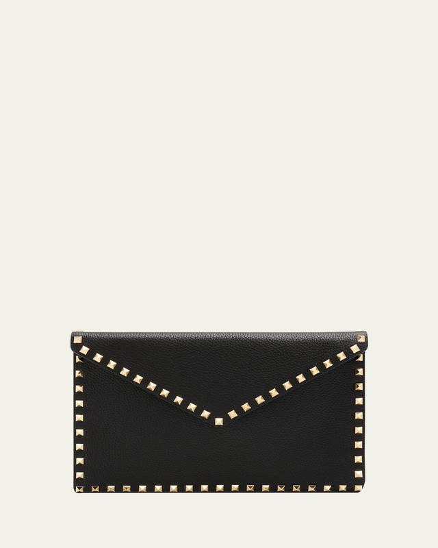 Large Rockstud Leather Flat Pouch Bag