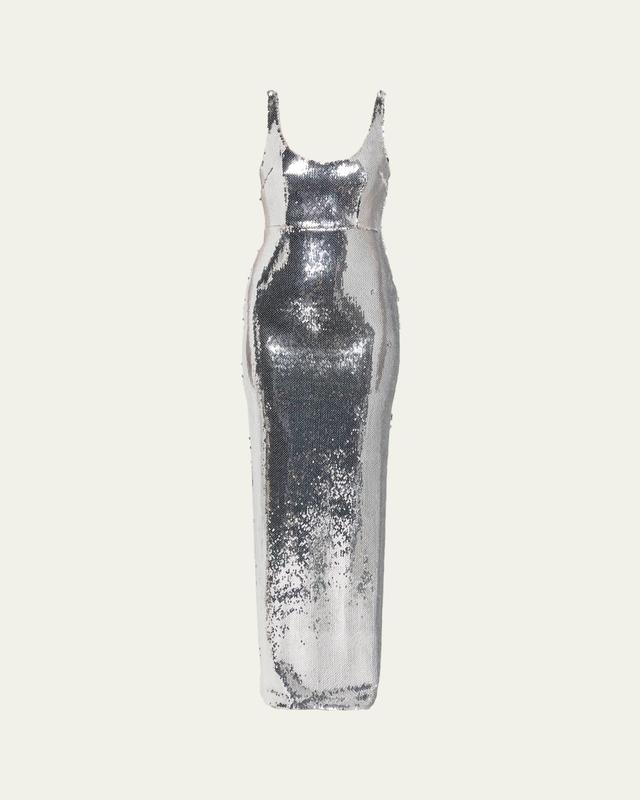 Sleeveless Sequined Column Singlet Gown