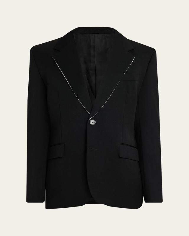 Men's Fitted Wool Raw-Edge Two-Button Blazer