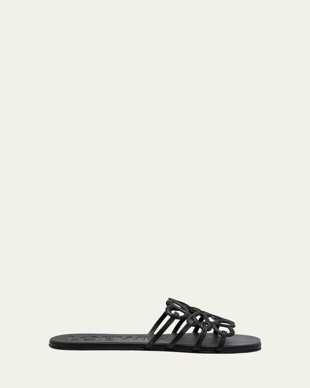 x Paula's Ibiza Petal Leather Anagram Slide Sandals