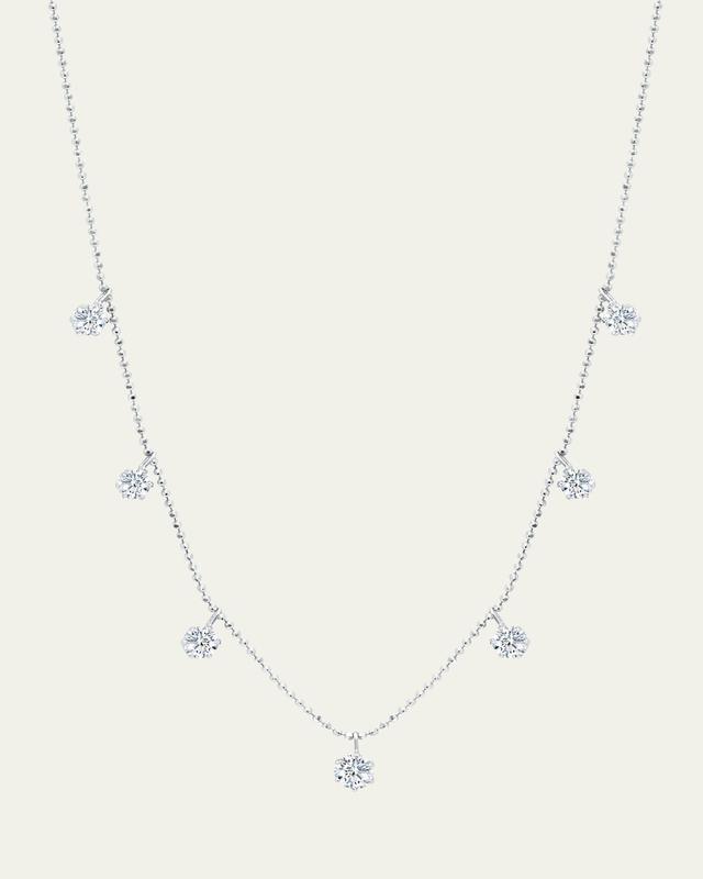 18K White Gold Medium Floating Diamond Necklace