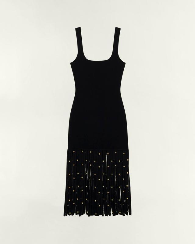 Romelia Fringe Knit Midi Dress