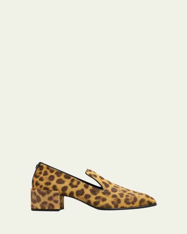 45mm Elliot Leopard Calf Hair Loafers