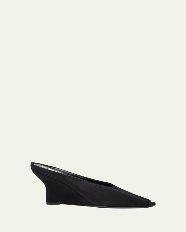 Velvet Peep-Toe Mules