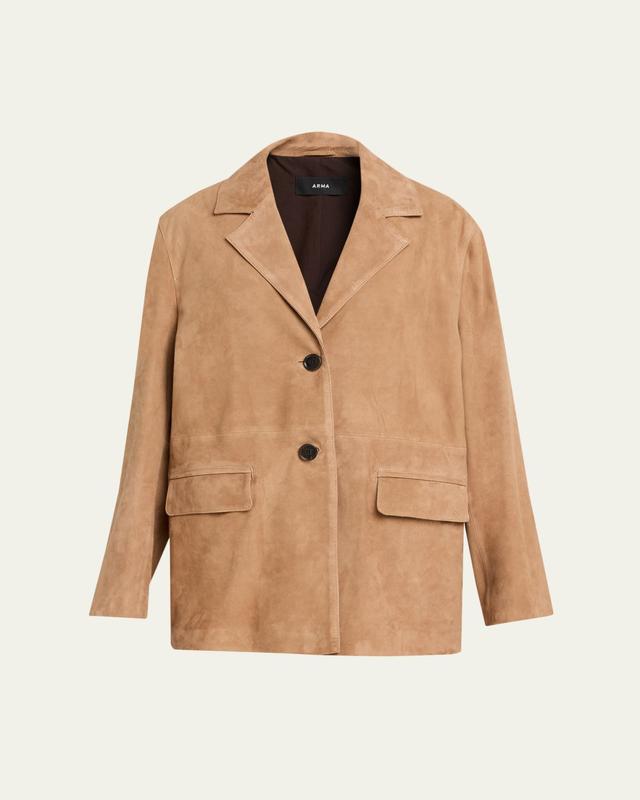 Arma Jolie Single-Breasted Goatskin Suede Blazer