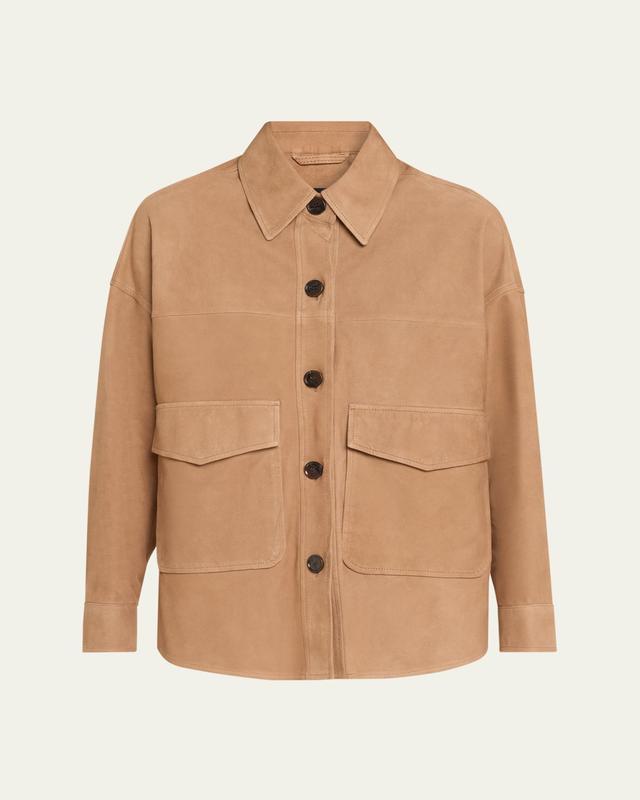 Arma Kaylee Button-Down Lambskin Suede Jacket