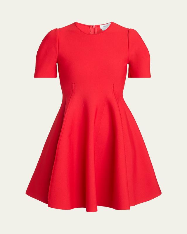 Puff-Sleeve Fit-&-Flare Mini Dress