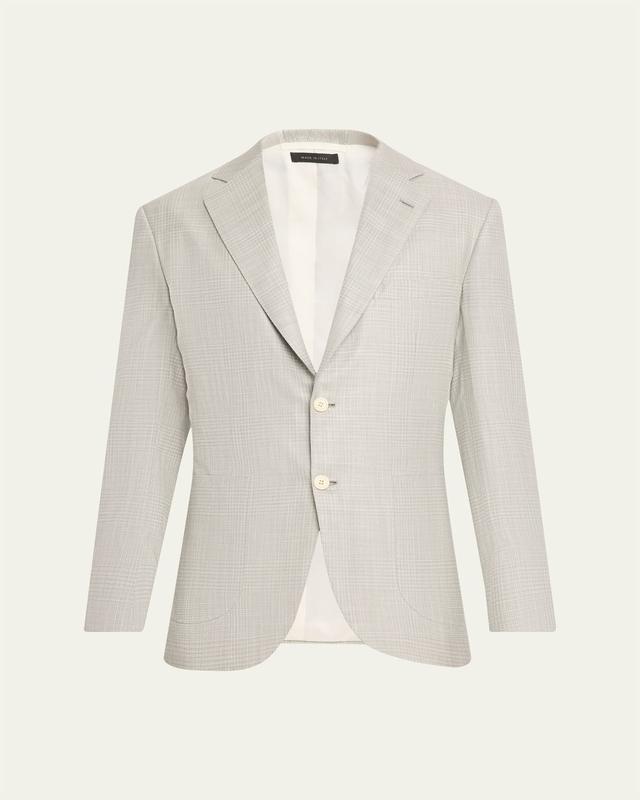 Men's Wool Plume Plaid Single-Breasted Sport Coat