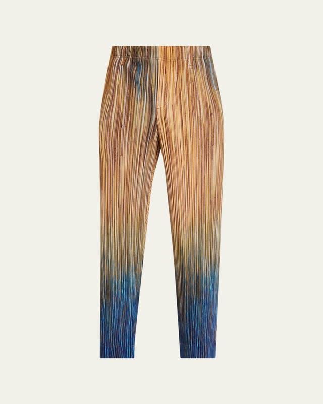 Men's Paintbrush Agate-Print Pleated Trousers