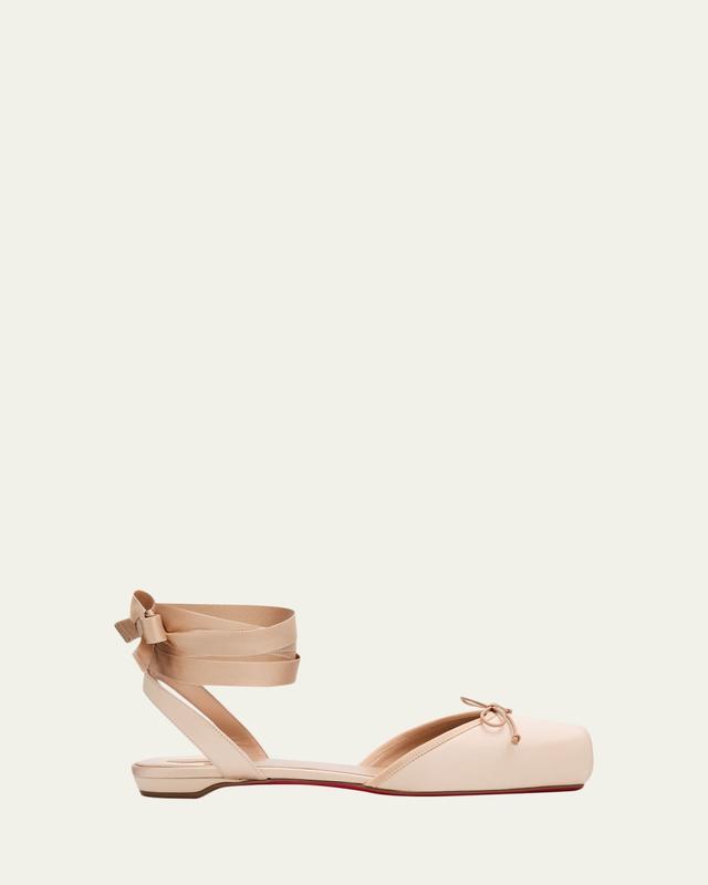 Cassia Satin Lace-Up Ballerina Flats