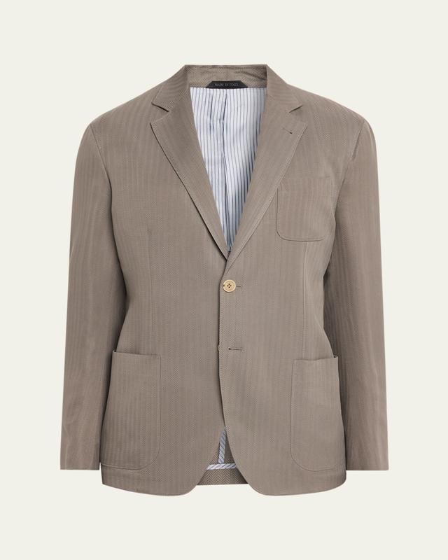 Giorgio Armani Men's Chevron Cupro Patch-Pocket Blazer