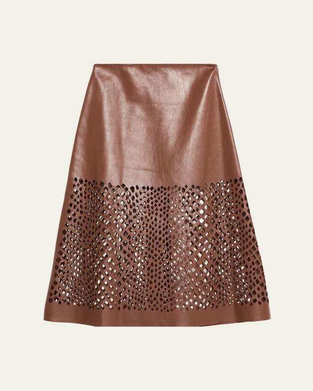 The A-Line Leather Skirt with Laser Cutouts