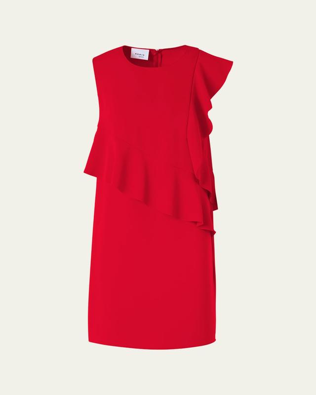 Akris punto Ruffle Sleeveless Mini Shift Dress