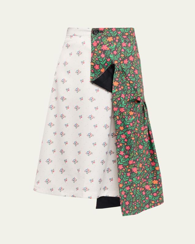 Floral Asymmetrical Midi Skirt