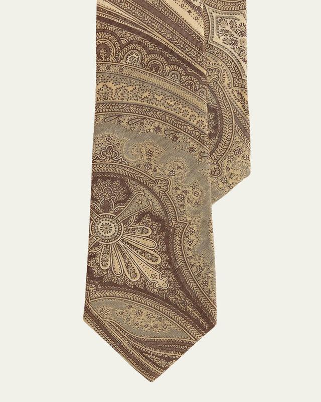 Ralph Lauren Purple Label Paisley Linen-Silk Tie