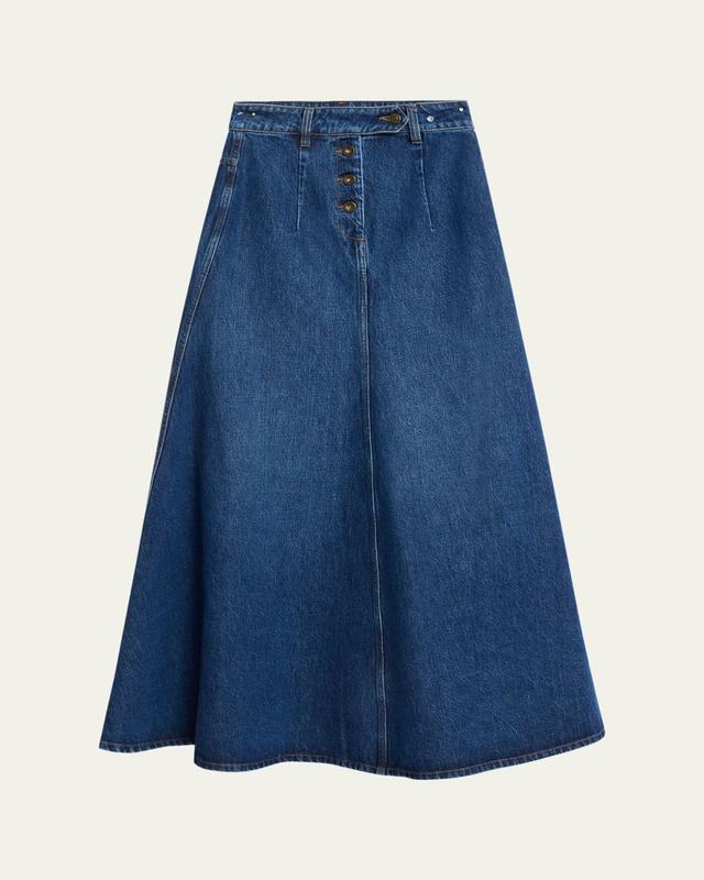 A.W.A.K.E. MODE Cut-Out Denim Maxi Skirt