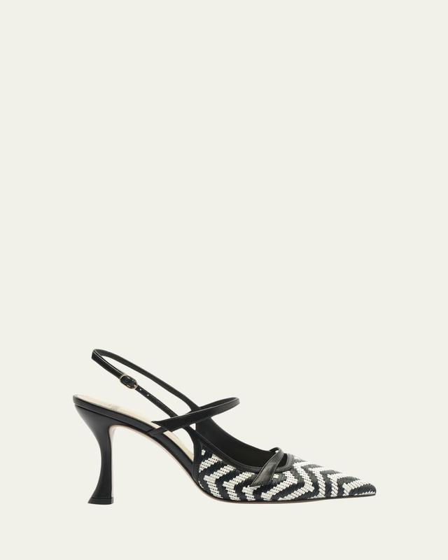 85mm Tita Zig-Zag Raffia Slingback Pumps