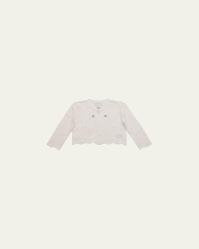 Ralph Lauren Girl's Embroidered Pointelle-Knit Cardigan, Size 3M-24M
