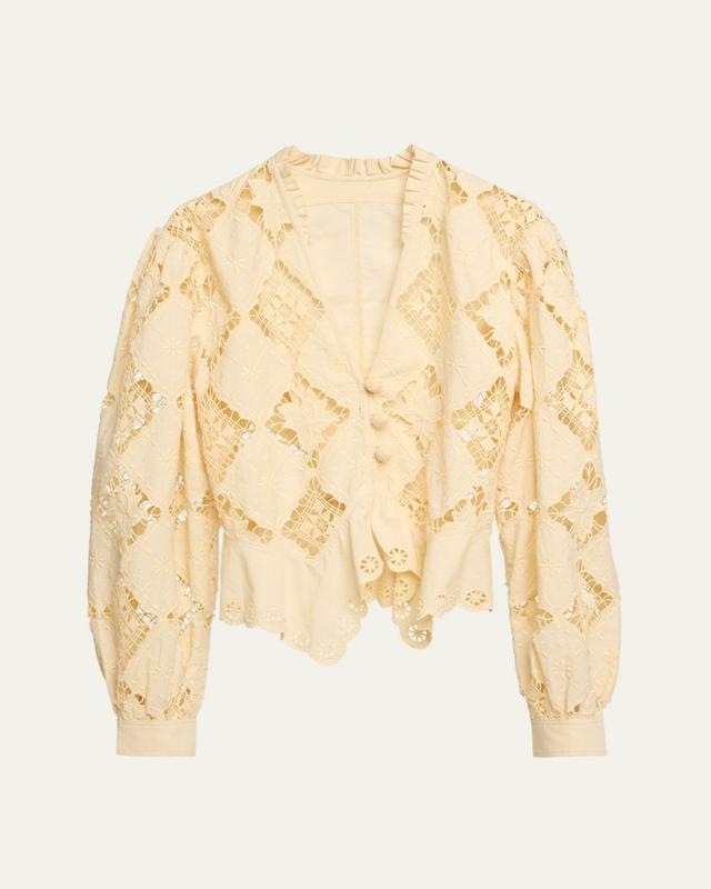 Nina Lace Embroidered Peplum Top