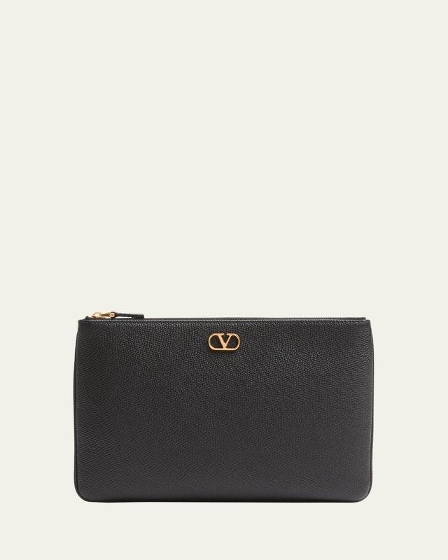 Valentino Garavani Medium Grain Leather Flat Pouch Bag