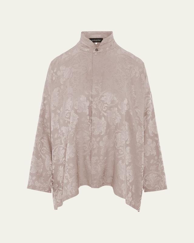 Wide A-Line Double Stand Collar Shirt - Mid Plus Length