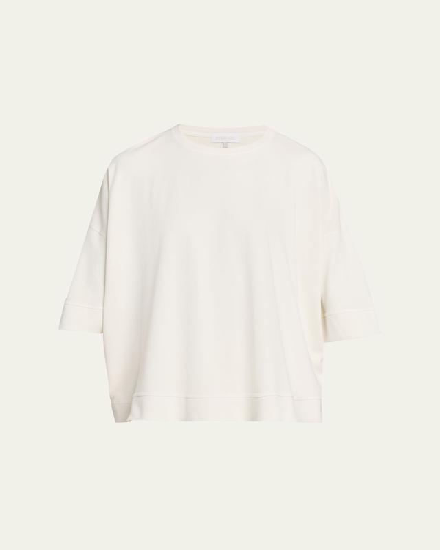 Round Neck 3/4-Sleeve Top With Hembands - Mid Plus Length