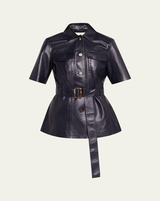 Lafayette 148 New York Belted Leather Jacket