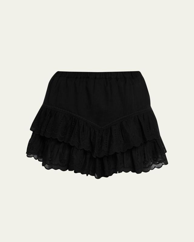 Etoile Isabel Marant Jocadia Embroidered Tiered Mini Skirt