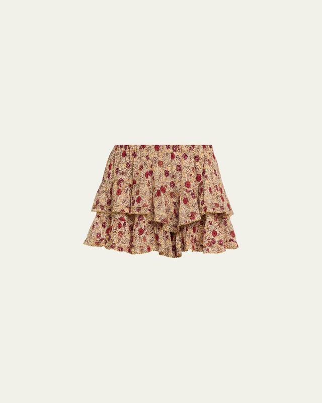 Etoile Isabel Marant Jocadia Floral Ruffled Cotton Miniskirt
