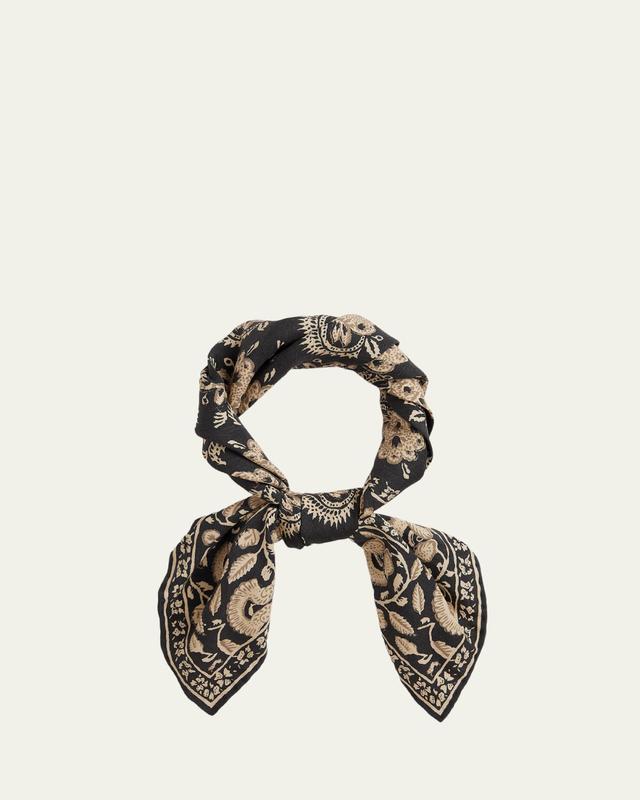 Men's Woodblock Paisley Linen Neckerchief