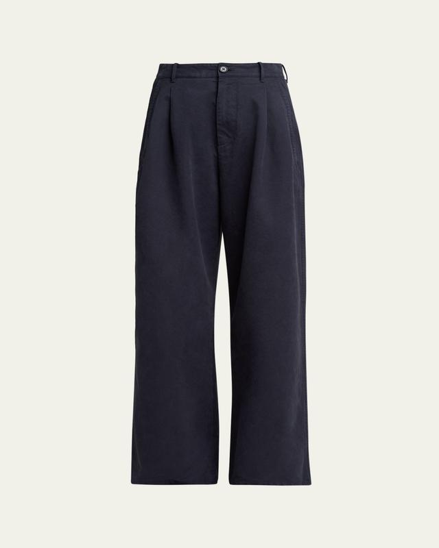 Jil Sander Pleated Cotton Wide-Leg Trousers